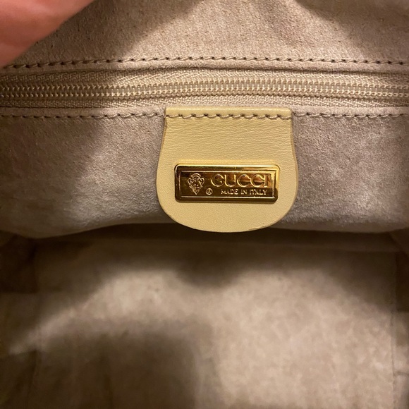 Authentic Gucci Vintage Leather Satchel Tote EUC Bone - Picture 6 of 13